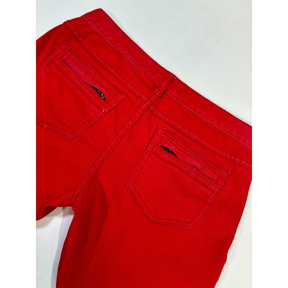 Free People‎ Red Cargo Pants Womens Size 28 Zipper Pockets Moto Style - Picture 9 of 12